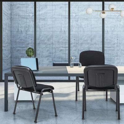 Costway Set di sedie da conferenza 5 pezzi con struttura in metallo e cuscino imbottito, Sedie impilabili per ospiti sedia per sala d'attesa Nero Costway Set di sedie da conferenza 5 pezzi con struttura in metallo e cuscino imbottito, Sedie impilabili per ospiti sedia per sala d'attesa Nero