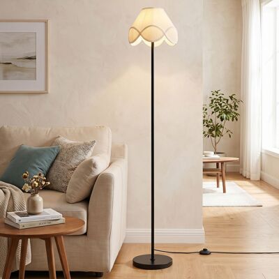 Costway Lampada da terra con paralume tessuto e stelo metallo, Piantana E27 pedale base ispessita per salotto camera e ufficio Costway Lampada da terra con paralume tessuto e stelo metallo, Piantana E27 pedale base ispessita per salotto camera e ufficio