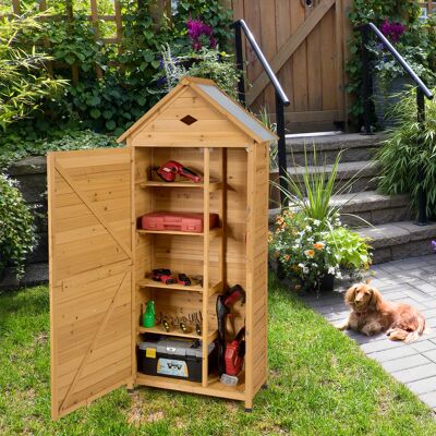 Costway Armadio da esterno per attrezzi in legno, Casetta da giardino 80x45x177cm Costway Armadio da esterno per attrezzi in legno, Casetta da giardino 80x45x177cm