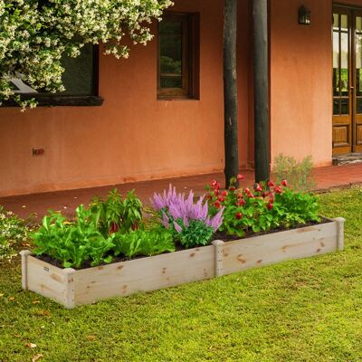 Costway Fioriera rettangolare da esterno in legno, Orto rialzato da giardino per ortaggi fiori piante aromatiche e frutta Naturale Costway Fioriera rettangolare da esterno in legno, Orto rialzato da giardino per ortaggi fiori piante aromatiche e frutta Naturale