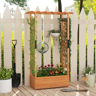 Costway Fioriera rialzata con grigliato pergolato fori di drenaggio, Aiuola verticale per piante rampicanti Arancione 110x44x182cm Costway Fioriera rialzata con grigliato pergolato fori di drenaggio, Aiuola verticale per piante rampicanti Arancione 110x44x182cm