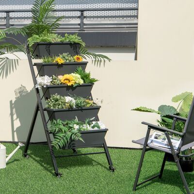 Costway Fioriera verticale con 5 livelli e ruote fori di drenaggio, Fioriera con scatole contenitore per coltivare erbe 57x68x117cm Costway Fioriera verticale con 5 livelli e ruote fori di drenaggio, Fioriera con scatole contenitore per coltivare erbe 57x68x117cm