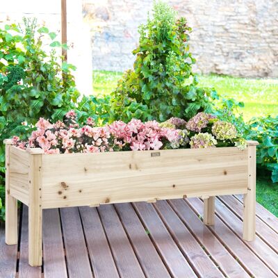 Costway Fioriera rialzata in legno di abete, Kit di legno per giardino per verdure erbe e fiori 120x43,5x51cm Naturale Costway Fioriera rialzata in legno di abete, Kit di legno per giardino per verdure erbe e fiori 120x43,5x51cm Naturale