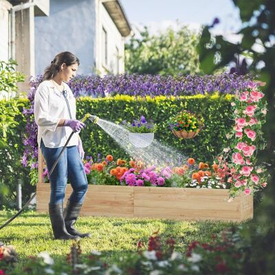 Costway Letto da giardino rialzato con traliccio a 2 lati e tetto pensile, Vaso da fiori in legno di abete con fori di drenaggio e spazi Inferiori Naturale Costway Letto da giardino rialzato con traliccio a 2 lati e tetto pensile, Vaso da fiori in legno di abete con fori di drenaggio e spazi Inferiori Naturale
