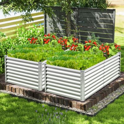Costway Letto da giardino rialzato da 60 cm fioriera elevata con design a fondo aperto, Protettori d'angolo rinforzati fioriera in metallo per esterni per ver Costway Letto da giardino rialzato da 60 cm fioriera elevata con design a fondo aperto, Protettori d'angolo rinforzati fioriera in metallo per esterni per ver