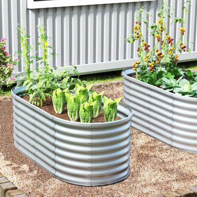 Costway Letto da giardino rialzato tondo fioriera elevata da 60 cm con design a fondo aperto, Piastra verniciata bordo sicuro Grigio Costway Letto da giardino rialzato tondo fioriera elevata da 60 cm con design a fondo aperto, Piastra verniciata bordo sicuro Grigio