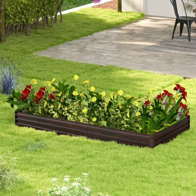 Costway Orto rialzato in metallo 240x120x30cm per verdure frutta, Cassa per piante da giardino con base aperta Caffè Costway Orto rialzato in metallo 240x120x30cm per verdure frutta, Cassa per piante da giardino con base aperta Caffè