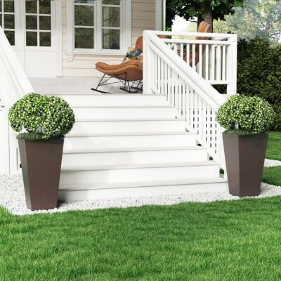 Costway Vasi da fiori auto-irriganti da 57 cm con secchio interno rimovibile e fori di drenaggio, Set di 2 vasi quadrati ed esterno per casa Marrone Costway Vasi da fiori auto-irriganti da 57 cm con secchio interno rimovibile e fori di drenaggio, Set di 2 vasi quadrati ed esterno per casa Marrone