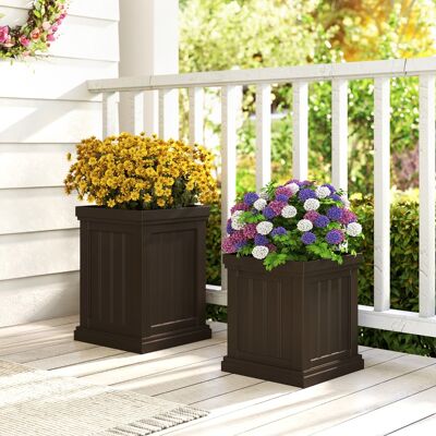 Costway Set di vasi quadrati in plastica con fori di drenaggio e design nesting, Contenitori decorativi per piante per veranda grande da 48 cm Marrone Costway Set di vasi quadrati in plastica con fori di drenaggio e design nesting, Contenitori decorativi per piante per veranda grande da 48 cm Marrone