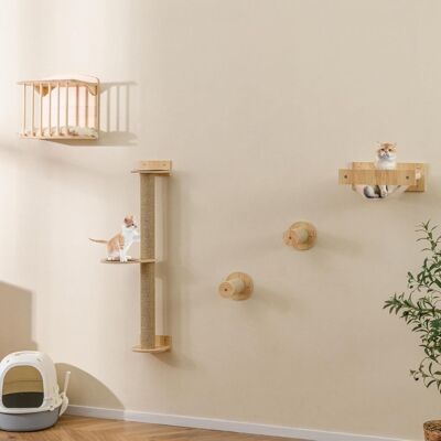 Set di Mobili per Gatti Costway - Albero e Casa a Parete Set di Mobili per Gatti Costway - Albero e Casa a Parete