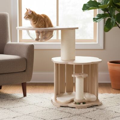 Costway Albero per gatti in legno 74 cm con condo capsula spaziale tiragraffi pista palline, Torre a 3 livelli per gattini con pallina tappetino lavabile Costway Albero per gatti in legno 74 cm con condo capsula spaziale tiragraffi pista palline, Torre a 3 livelli per gattini con pallina tappetino lavabile
