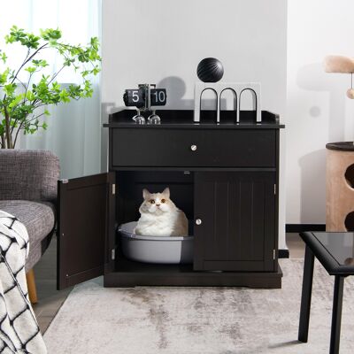 Costway Armadietto moderno per lettiera gatto con design compatto e funzionale, Mobile con cassetto e 2 porte per nascondere lettiera Marrone Costway Armadietto moderno per lettiera gatto con design compatto e funzionale, Mobile con cassetto e 2 porte per nascondere lettiera Marrone
