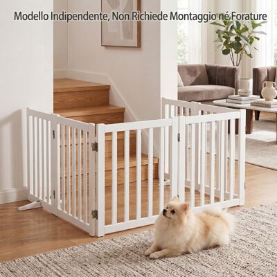 Costway Cancelletto per cani a 6 pannelli 6 forme in legno massello, Cancello pieghevole da interno barriera di sicurezza autoportante Costway Cancelletto per cani a 6 pannelli 6 forme in legno massello, Cancello pieghevole da interno barriera di sicurezza autoportante