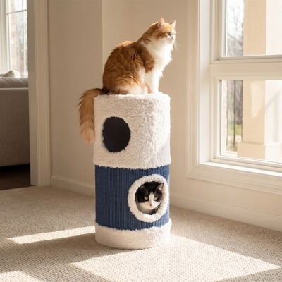 Costway Casa per gatti da interno con grotta nascosta e letto coperto, Condo gattini a 2 piani con tappetino in sisal per graffiare Costway Casa per gatti da interno con grotta nascosta e letto coperto, Condo gattini a 2 piani con tappetino in sisal per graffiare