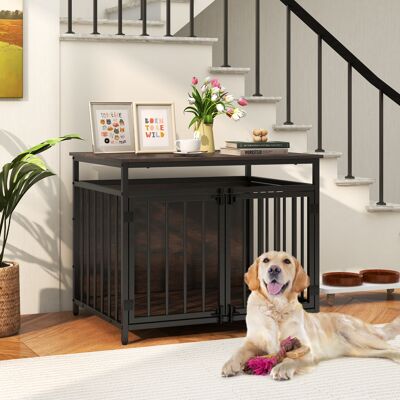 Costway Cuccia cani antimasticazione 3 porte tetto vuoto canile robusto, Cuccia piccola media taglia gabbia decorativa tavolino rustico Marrone Costway Cuccia cani antimasticazione 3 porte tetto vuoto canile robusto, Cuccia piccola media taglia gabbia decorativa tavolino rustico Marrone