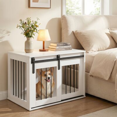 Costway Gabbia per cani con porta scorrevole e struttura in metallo, Gabbia per animali da interno con ampio piano superiore Bianco Costway Gabbia per cani con porta scorrevole e struttura in metallo, Gabbia per animali da interno con ampio piano superiore Bianco