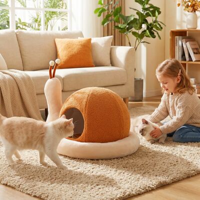 Costway Letti per gatti da interno, Cuccia 2 in 1 a forma di chiocciola per gattini con cuscino rimovibile e lavabile Costway Letti per gatti da interno, Cuccia 2 in 1 a forma di chiocciola per gattini con cuscino rimovibile e lavabile