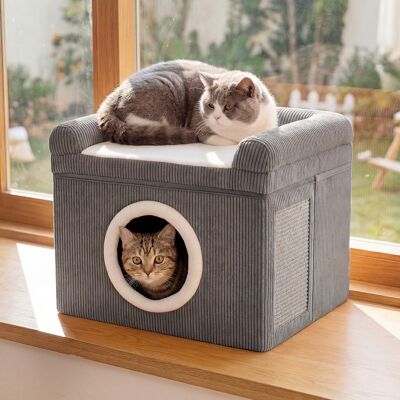 Costway Letti per gatti da interno tappeto da graffio in sisal cuscino morbido, Grotta per gatti fondo antiscivoloper animali Grigio Costway Letti per gatti da interno tappeto da graffio in sisal cuscino morbido, Grotta per gatti fondo antiscivoloper animali Grigio