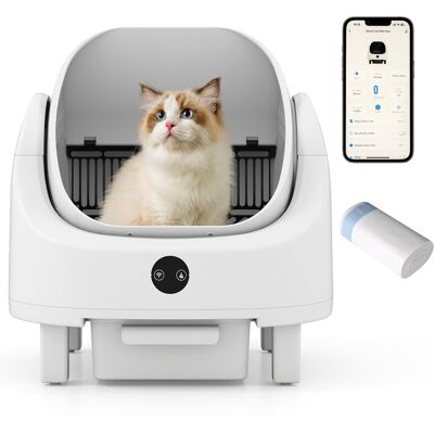 Costway Lettiera per gatti autopulente con apertura superiore e sensori di sicurezza, Lettiera automatica elettrica con APP e sacchetti inclusi Costway Lettiera per gatti autopulente con apertura superiore e sensori di sicurezza, Lettiera automatica elettrica con APP e sacchetti inclusi