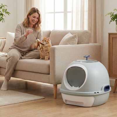 Costway Lettiera per gatti con coperchio stile elicottero ingresso frontale uscita ribalta, Toilette per gattini cassetto portatile piccoli medi fino a 10 kg Costway Lettiera per gatti con coperchio stile elicottero ingresso frontale uscita ribalta, Toilette per gattini cassetto portatile piccoli medi fino a 10 kg