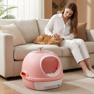Costway Lettiera per gatti con coperchio stile elicottero ingresso frontale uscita ribalta, Toilette per gattini cassetto portatile piccoli medi fino a 10 kg Costway Lettiera per gatti con coperchio stile elicottero ingresso frontale uscita ribalta, Toilette per gattini cassetto portatile piccoli medi fino a 10 kg