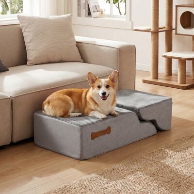 Costway Scale per cani a 4 gradini per letti alti divani e poltrone con rampe trasformabili, Scala in schiuma ad alta densità con fondo antiscivolo e copertur Costway Scale per cani a 4 gradini per letti alti divani e poltrone con rampe trasformabili, Scala in schiuma ad alta densità con fondo antiscivolo e copertur