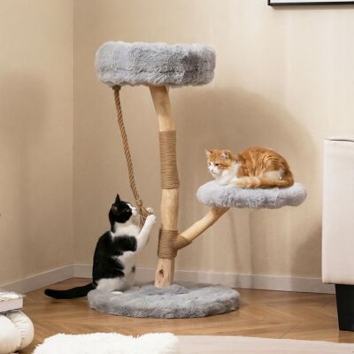 Costway Torre moderna per gatti in legno con piattaforme in iuta naturale, Albero per gatti 92 cm corda in iuta Grigio Costway Torre moderna per gatti in legno con piattaforme in iuta naturale, Albero per gatti 92 cm corda in iuta Grigio