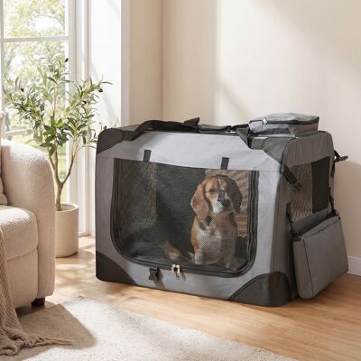 Costway Trasportino per cani e gatti con 2 tasche portaoggetti e 2 manici, Borsa per cani con morbido cuscino parte superiore apribile M Grigio Costway Trasportino per cani e gatti con 2 tasche portaoggetti e 2 manici, Borsa per cani con morbido cuscino parte superiore apribile M Grigio