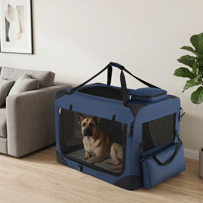 Costway Trasportino per cani e gatti con 2 tasche portaoggetti e 2 manici, Borsa per cani con morbido cuscino parte superiore apribile L Blu Costway Trasportino per cani e gatti con 2 tasche portaoggetti e 2 manici, Borsa per cani con morbido cuscino parte superiore apribile L Blu
