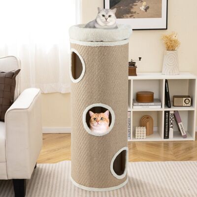Costway Casa per gatti a 4 piani con letto a caverna elevato, Tavoletta per graffi e altro ideale per più gatti Marrone Costway Casa per gatti a 4 piani con letto a caverna elevato, Tavoletta per graffi e altro ideale per più gatti Marrone