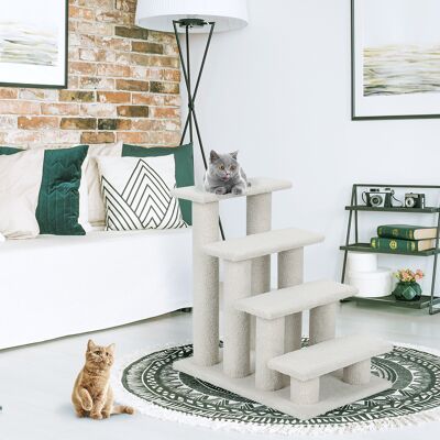 Costway Albero di gatto per graffiare in truciolare, Albero rampicante per gatti 60cm Bianco Costway Albero di gatto per graffiare in truciolare, Albero rampicante per gatti 60cm Bianco