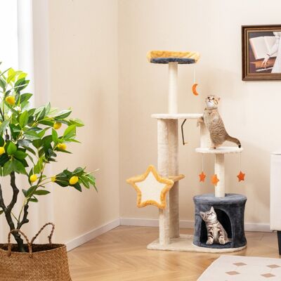 Costway Albero per gatti carino da 128cm da interno con tiragraffi in sisal gattiera, Torre multi-livello per gatti Costway Albero per gatti carino da 128cm da interno con tiragraffi in sisal gattiera, Torre multi-livello per gatti