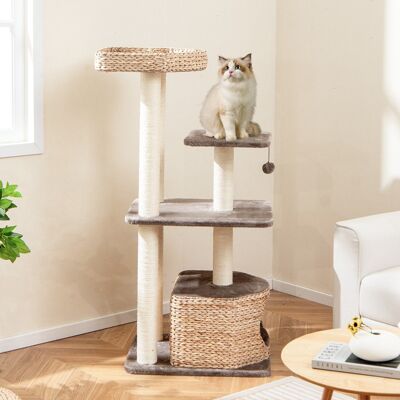 Costway Albero per gatti con posti per graffiare in sisal trespolo condo pallina pendente, Torre cattail da 131cm per arrampicata Caffè Costway Albero per gatti con posti per graffiare in sisal trespolo condo pallina pendente, Torre cattail da 131cm per arrampicata Caffè