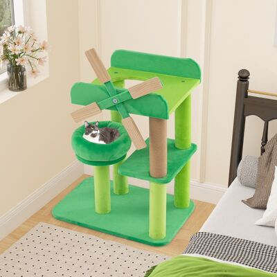 Costway Albero per gatti da 60cm con mulino a vento e imbottitura rotonda, Torre per gatti a più livelli con tiragraffi Costway Albero per gatti da 60cm con mulino a vento e imbottitura rotonda, Torre per gatti a più livelli con tiragraffi