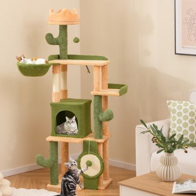 Costway Albero per gatti cactus da 160 CM per gatti da interno, Torre per gatti multi-livello con pali per graffi in sisal Costway Albero per gatti cactus da 160 CM per gatti da interno, Torre per gatti multi-livello con pali per graffi in sisal