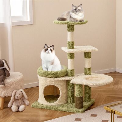 Costway Albero per gatti alto 97cm con pali di sisal per graffiature, Torre multi-livello estetica con condominio Verde Costway Albero per gatti alto 97cm con pali di sisal per graffiature, Torre multi-livello estetica con condominio Verde