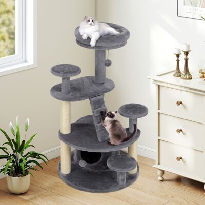 Costway Albero per gatti adulti con condominio e piattaforma imbottita, Centro attività per animali domestici interno Grigio Costway Albero per gatti adulti con condominio e piattaforma imbottita, Centro attività per animali domestici interno Grigio