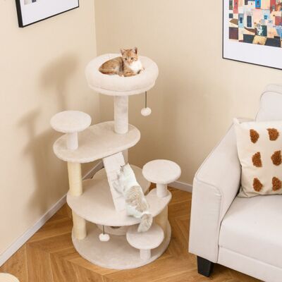 Costway Albero per gatti adulti con condominio e piattaforma imbottita, Centro attività per animali domestici interno Bianco Costway Albero per gatti adulti con condominio e piattaforma imbottita, Centro attività per animali domestici interno Bianco