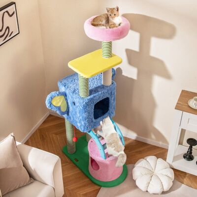 Costway Albero per gatti a tema elefante con e ripiano imbottito e pali da graffiare, Centro di attività per animali domestici Costway Albero per gatti a tema elefante con e ripiano imbottito e pali da graffiare, Centro di attività per animali domestici