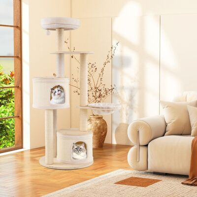 Costway Albero per gatti per animali domestici da interni cuscino lavabile, Albero per gatti con tiragraffi in sisal e tappetino Naturale Costway Albero per gatti per animali domestici da interni cuscino lavabile, Albero per gatti con tiragraffi in sisal e tappetino Naturale