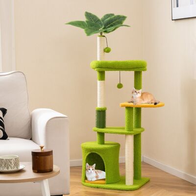 Costway Torre multi-livello per gatti con foglie artificiali e postazione imbottita, Centro attività per animali domestici Verde Costway Torre multi-livello per gatti con foglie artificiali e postazione imbottita, Centro attività per animali domestici Verde
