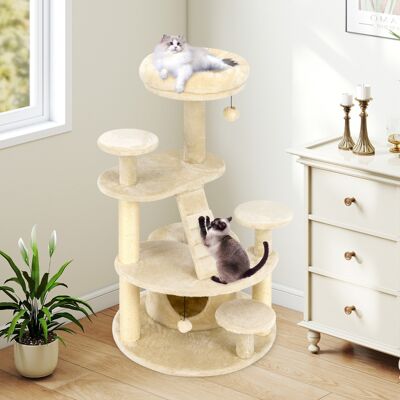 Costway Albero per gatti adulti con condominio e piattaforma imbottita, Centro attività per animali domestici interno Beige Costway Albero per gatti adulti con condominio e piattaforma imbottita, Centro attività per animali domestici interno Beige