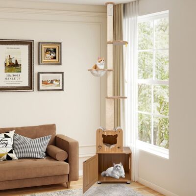 Costway Albero per gatti dal pavimento al soffitto da interno capsula spaziale, Albero per gatti pavimento capsula Marrone Costway Albero per gatti dal pavimento al soffitto da interno capsula spaziale, Albero per gatti pavimento capsula Marrone