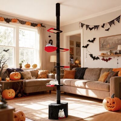 Costway Albero per gatti da pavimento a soffitto regolabile 245-300 cm, Albero per gatti torre a 5 livelli con condo Nero Costway Albero per gatti da pavimento a soffitto regolabile 245-300 cm, Albero per gatti torre a 5 livelli con condo Nero