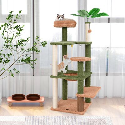 Costway Albero per gatti 152cm con posatoio in peluche giocattolo appeso pianta finta, Tiragraffi per gatti in sisal Verde Costway Albero per gatti 152cm con posatoio in peluche giocattolo appeso pianta finta, Tiragraffi per gatti in sisal Verde
