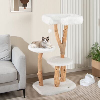 Costway Albero per gatti in legno alto 110cm con piattaforma pali in corda di juta, Torre per gatti in peluche lunga Bianco Costway Albero per gatti in legno alto 110cm con piattaforma pali in corda di juta, Torre per gatti in peluche lunga Bianco