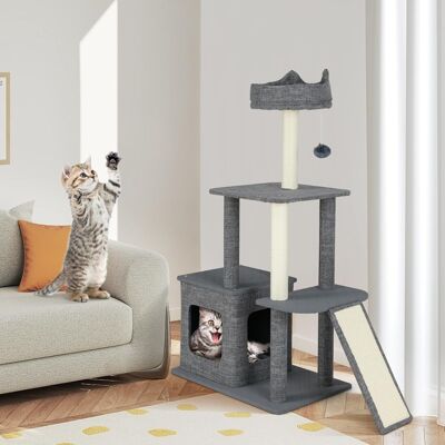 Costway Albero per gatti interno 117 cm torre con tiragraffi in sisal e condominio, Mobili con giochi appesi e piattaforma versatili Costway Albero per gatti interno 117 cm torre con tiragraffi in sisal e condominio, Mobili con giochi appesi e piattaforma versatili