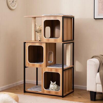 Costway Albero per gatti moderno con tiragraffi da interno, Torre per gatti multi-livello con struttura in metallo Naturale Costway Albero per gatti moderno con tiragraffi da interno, Torre per gatti multi-livello con struttura in metallo Naturale