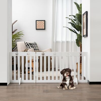 Costway Cancello di legno per animali domestici, Cancello pieghevole con cerniere flessibili a 360° e 3 pannelli, Bianco Costway Cancello di legno per animali domestici, Cancello pieghevole con cerniere flessibili a 360° e 3 pannelli, Bianco