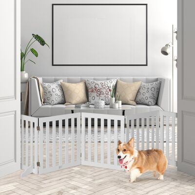 Costway Cancello di legno pieghevole alto 60cm con 5 pannelli, Barriera per animali con cuscinetti antiscivolo Bianco Costway Cancello di legno pieghevole alto 60cm con 5 pannelli, Barriera per animali con cuscinetti antiscivolo Bianco